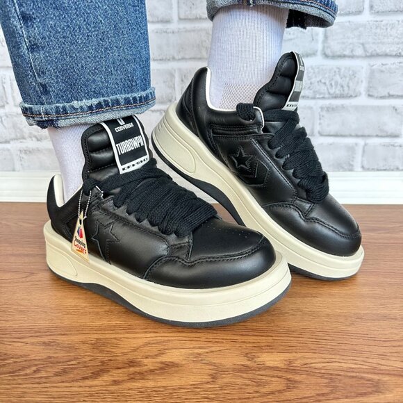 ⭐Converse x Rick Owens x DRKSHDW TURBOWPN Black Cream Sz 8 Womens Shoes A12063C⭐